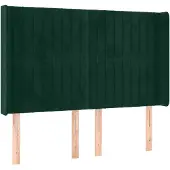 vidaXL Hoofdbord met randen 147x16x118/128 cm fluweel donkergroen