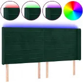 vidaXL Hoofdbord LED 163x16x118/128 cm fluweel donkergroen