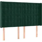 vidaXL Hoofdbord met randen 147x16x118/128 cm fluweel donkergroen