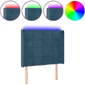 vidaXL Hoofdbord LED 83x16x118/128 cm fluweel donkerblauw