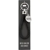 Depesche sleutelhanger Boss met metalen hanger en kunstlederen lus.