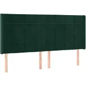 vidaXL Hoofdbord met randen 203x16x118/128 cm fluweel donkergroen