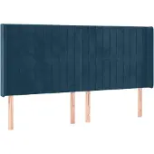 vidaXL Hoofdbord met randen 183x16x118/128 cm fluweel donkerblauw