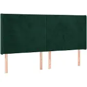 vidaXL Hoofdbord met randen 163x16x118/128 cm fluweel donkergroen