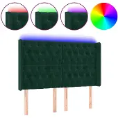 vidaXL Hoofdbord LED 147x16x118/128 cm fluweel donkergroen