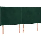 vidaXL Hoofdbord met randen 203x16x118/128 cm fluweel donkergroen