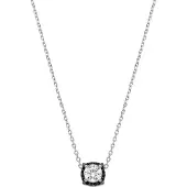 Luxenter Ketting van 925 sterling zilver en zirkonia-onyx met rhodiumafwerking - Lehak