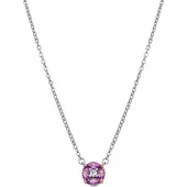 Luxenter Ketting van 925 sterling zilver en roze zirkonia met rhodiumafwerking - Siankho