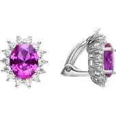 Luxenter Oorbellen van 925 sterling zilver en roze zirkonia met rhodiumafwerking - Dinoc