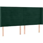 vidaXL Hoofdbord met randen 203x16x118/128 cm fluweel donkergroen