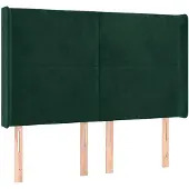 vidaXL - Hoofdbord - met - randen - 147x16x118/128 - cm - fluweel - donkergroen