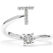 Luxenter Ring met glanzende zirkonia, zilveren afwerking - Alphabet