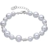 Luxenter Armband met witte parel, afwerking in rhodium - Akio