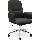 COLAMY Ergonomische bureaustoel – Hoge rugleuning in schelpdesign, draaibaar met wieltjes – Grijs