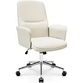 COLAMY Ergonomische bureaustoel – Hoge rugleuning in schelpdesign, in hoogte verstelbaar – Beige