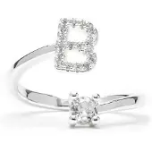 Luxenter Ring met glanzende zirkonia, zilveren afwerking - Alphabet