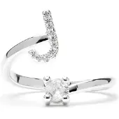 Luxenter Ring met glanzende zirkonia, zilveren afwerking - Alphabet