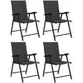Outsunny klapstoelenset - Staal, Texteline - Zwart