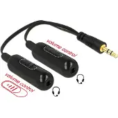 DeLOCK 3,5mm Jack naar 2x 3,5mm Jack stereo audio splitter met volume regelaar / zwart - 0,20 meter