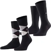 Burlington Everyday 2-Pack gedessineerd katoen multipack sokken heren zwart - maat 40-46