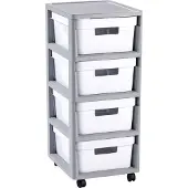 Curver De 4x11L Infinity witte plank is praktisch in huis.