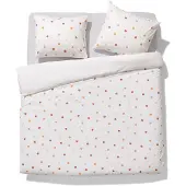 HEMA Dekbedovertrek 200x200/220cm zacht katoen stippen gekleurd (wit)