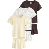 Next Korte pyjama ecru / donkerbruin / pasteelgeel