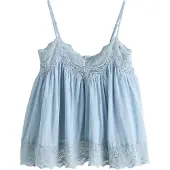 Next - Dames - Hemdtop met kanten rand - Blauw