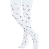 Falke Kinder Little Flowers dun gedessineerd katoen panty kinderen white - maat 2000