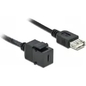 DeLOCK USB-C Keystone module - USB-A (v) | USB2.0 | zwart | 0,25 meter