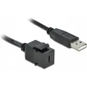 DeLOCK USB-C Keystone module - USB-A (m) | USB2.0 | zwart | 0,25 meter