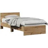 vidaXL Bedframe Wandgemonteerd Artisanaal eiken Bewerkt hout