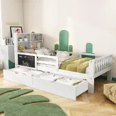 OEM Babybed, wit, multifunctioneel, zonder matras, 90x200 cm