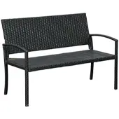 MODFU - Tuinbank 2-Zits - Stalen Frame - Polyrattan Vlechtwerk - Zwart