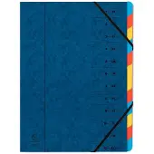 Exacompta 8x Sorteermap met vaste rug en elastosluiting - 12 indelingen - Blauw - 54122E