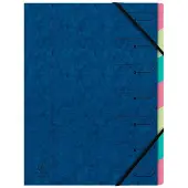 Exacompta 12x Sorteermap met vaste rug en elastosluiting - 7 indelingen - Blauw - 54072E