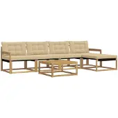 vidaXL Buiten bank set 6 st Wit en Beige