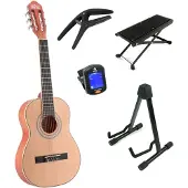 Lapaz C30N klassieke gitaar 3/4-formaat naturel + statief + accessoires