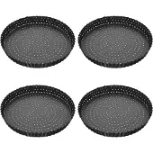 Semoic 4-delige quichevormset, 5 inch ronde geperforeerde taartvormen