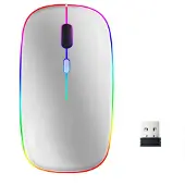 INF Draadloze computermuis met RGB LED dual mode Bluetooth/Wifi Silver