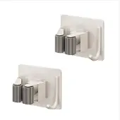 INF Gunmetal Dweilstokhouder - Veilige & Stijlvolle Opslag (2-Pack) White
