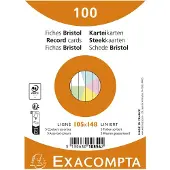 Exacompta 20x Pak 100 steekkaarten onder krimpfolie - Bristol gelijnd niet geperforeerd 105x148mm - Geassorteerd - 10854E