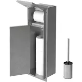 LuxeBath Inbouwmodule betegelbaar met wc-borstel, 60x20x10 cm roestvrijstalen wc-wandnis