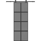 vidaXL Schuifdeur met beslag 76x205 cm gehard glas en aluminium