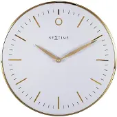 Nextime Design Wandklok - Geen Tikkend Geluid! - Goud/Wit- 30cm - Glamour Small -