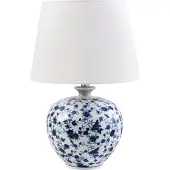Beliani SILVES - Tafellamp - Wit/Blauw - Porselein/Linnen
