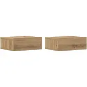 vidaXL Nachtkastjes 2 st zwevend 40x32x15 cm hout artisanaal eiken