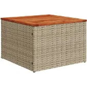 vidaXL Tuintafel 55x55x37 cm poly rattan en acaciahout beige