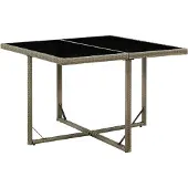 vidaXL Tuintafel 109x107x74 cm poly rattan en glas grijs