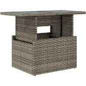 vidaXL Tuintafel met glazen blad 100x55x73 cm poly rattan grijs